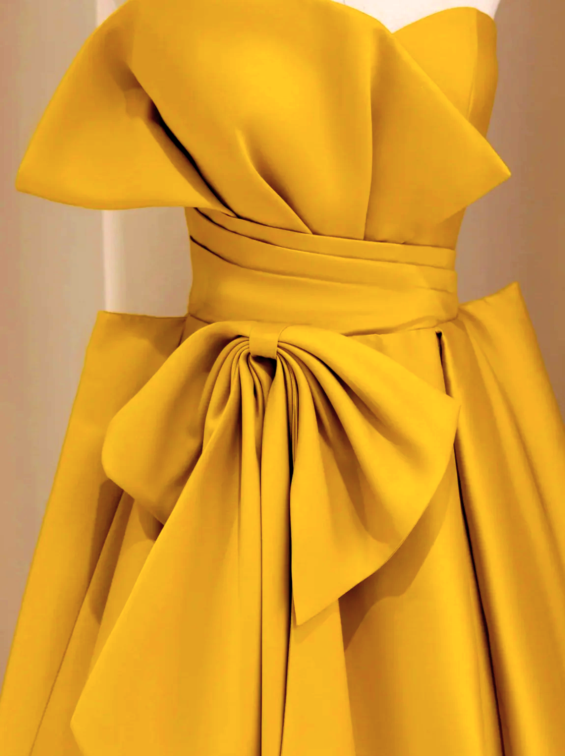 Yellow satin long prom dress, yellow evening dress ED0840