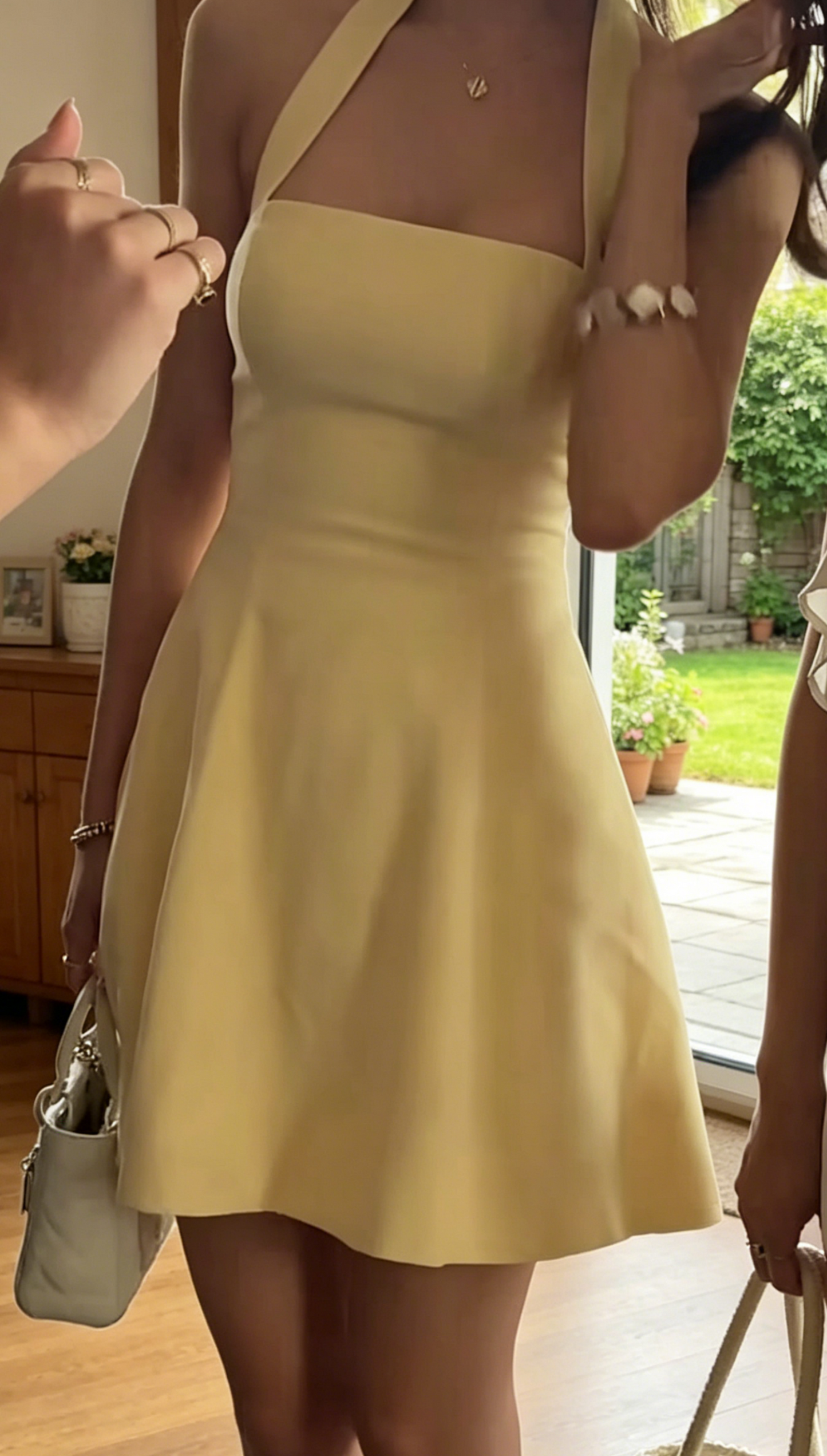 Cute Yellow Summer Dress Halter Satin Birthday Dress A-Line Party Outfit ED08412
