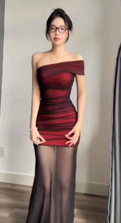 Sexy One-shoulder Sheath Chiffon Long Evening Dress Burgundy Prom Dress ED08443