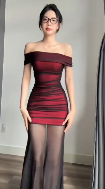 Sexy One-shoulder Sheath Chiffon Long Evening Dress Burgundy Prom Dress ED08443