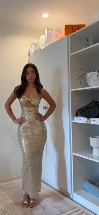 Sexy Sweetheart Sheath Sequins Long Evening Dress Champagne Prom Dress ED08447