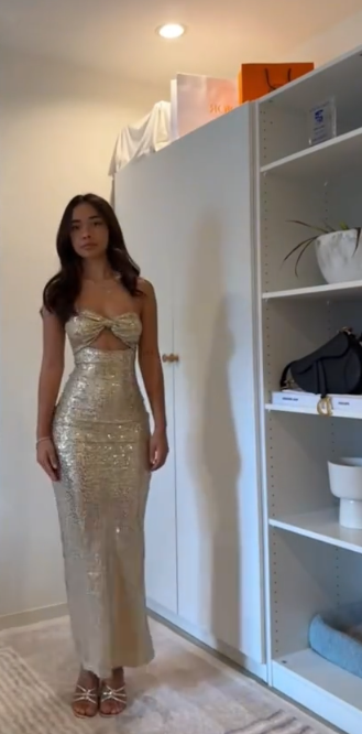 Sexy Sweetheart Sheath Sequins Long Evening Dress Champagne Prom Dress ED08447