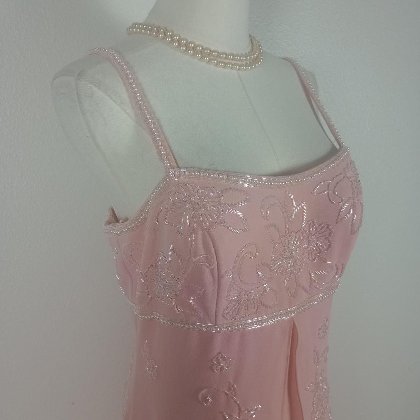 Chic Spagehtti Straps Sheath Chiffon Long Evening Dress Pink Prom Dress ED08457