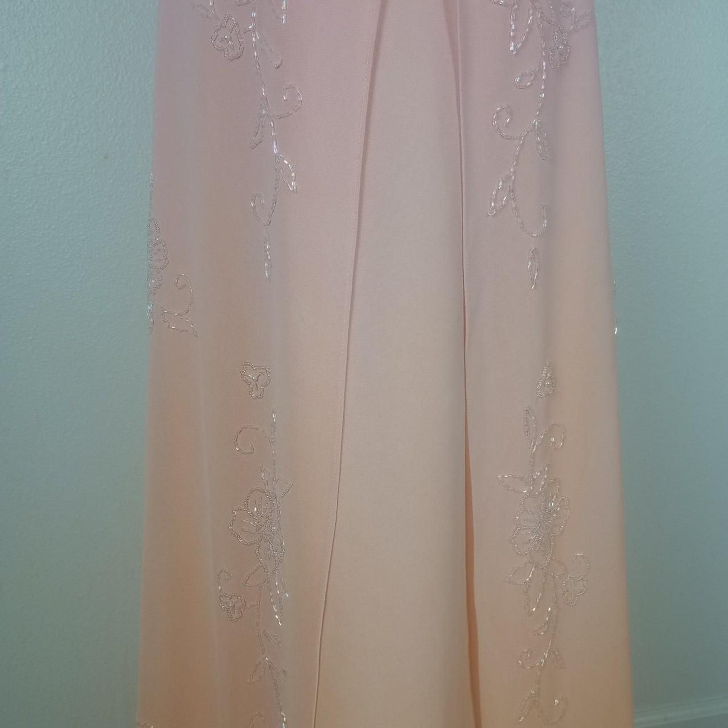 Chic Spagehtti Straps Sheath Chiffon Long Evening Dress Pink Prom Dress ED08457