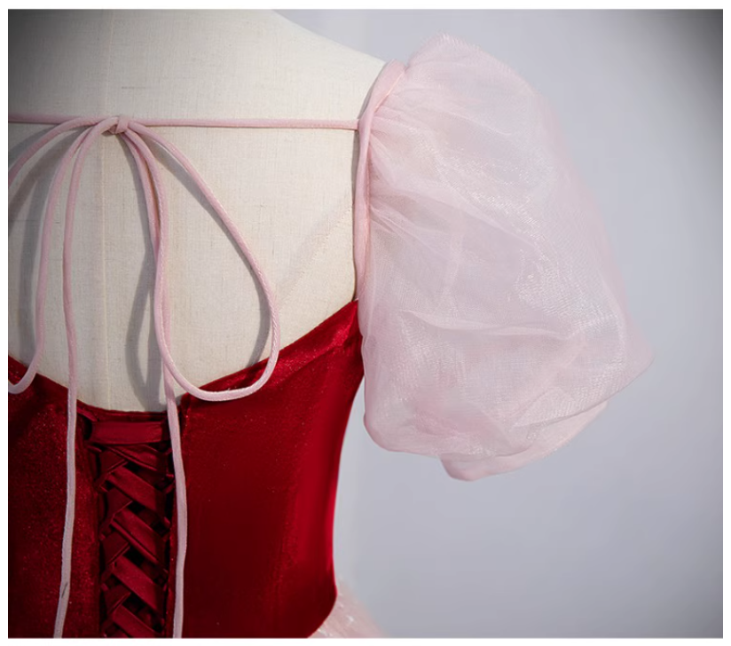 Robe de bal longue en tulle velours rose simple, robe de soirée rose ED0845