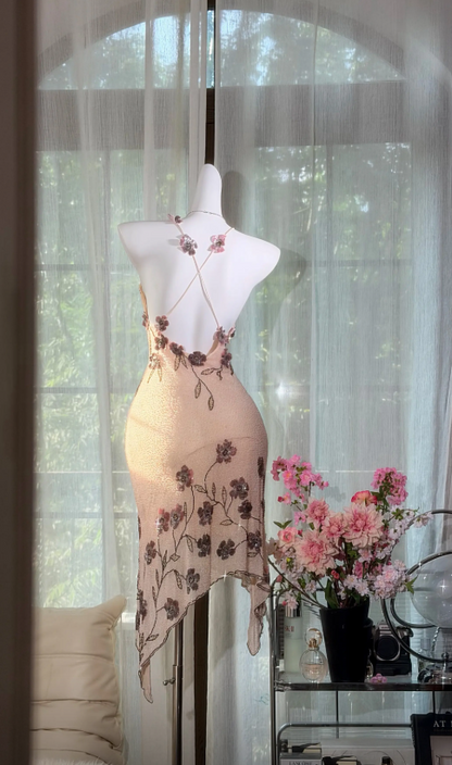 Chic Spaghetti Straps Birthday Dress Chiffon Beaded Sheath Party Dress Short Homecoming Dress ED08486