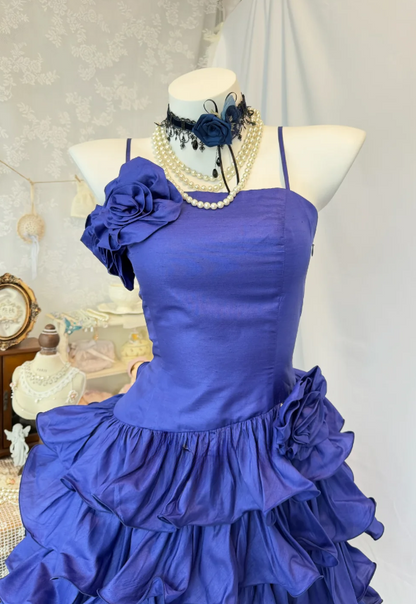 Elegant Purple Homecoming Dress Spaghetti Straps A-Line Satin Birthday Dress Sleeveless Graduation Party Dress ED08489