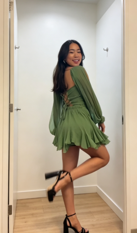 Sexy Green Summer Dress Sweetheart A-Line Chiffon Birthday Dress Vacation Party Dress ED08491