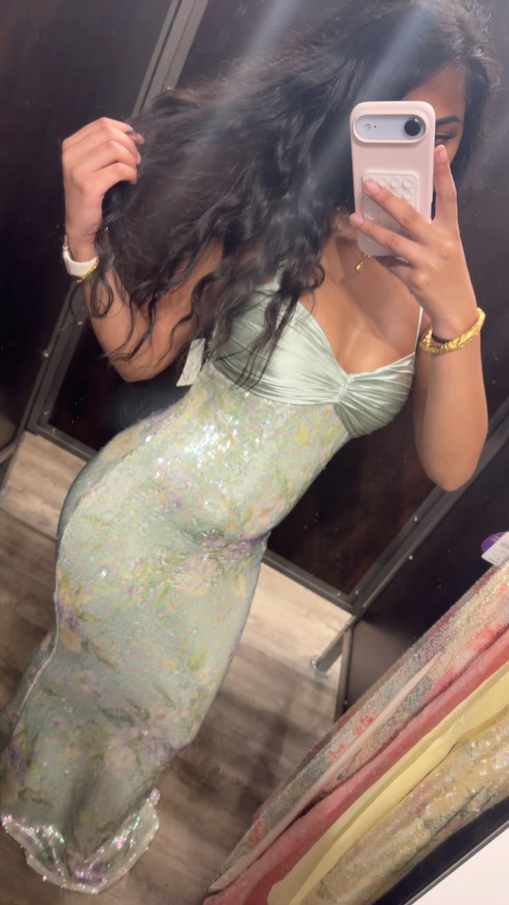 Sexy Spaghetti Straps Birthday Dress Sheath Sequins Evening Dress Green Prom Dress ED08514