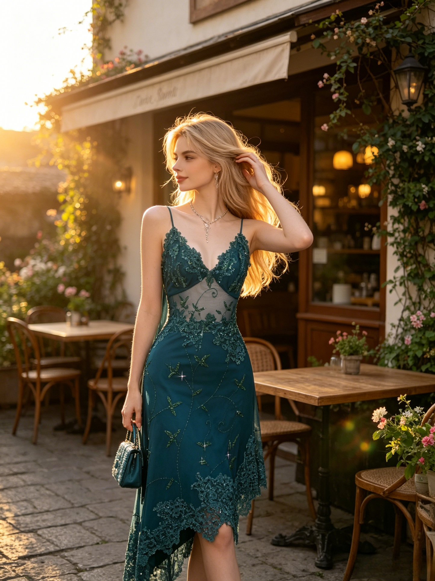 Chic Spaghetti Straps Sheath Teal Short Prom Dress Beaded Chiffon Summer Outfit ED08525