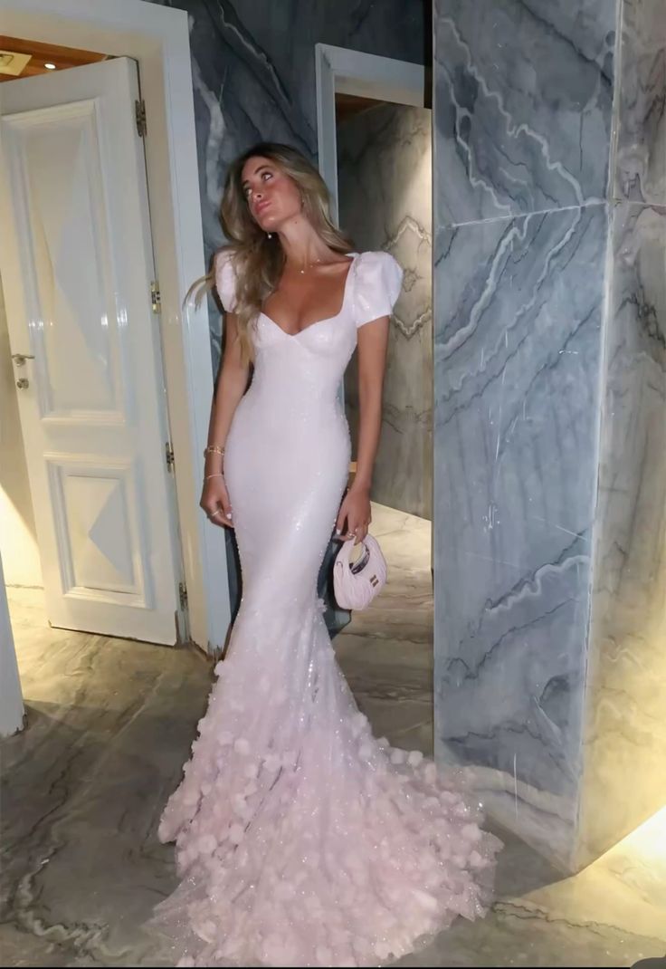 Chic Sweetheart Mermaid Beaded Tulle Long Evening Dress Pink Prom Dress ED08533