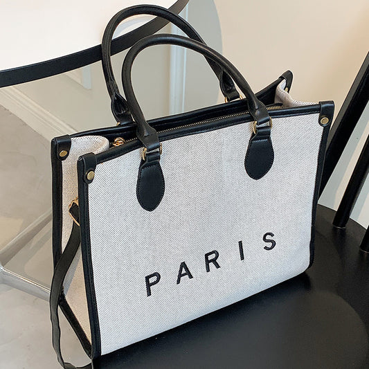 Sac à main en toile grande capacité, sac fourre-tout à bandoulière ED0853