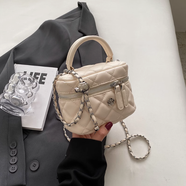 Sac bandoulière mini chaîne brodé diamant, sac carré à bandoulière simple ED0854