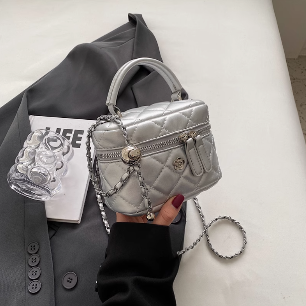 Sac bandoulière mini chaîne brodé diamant, sac carré à bandoulière simple ED0854