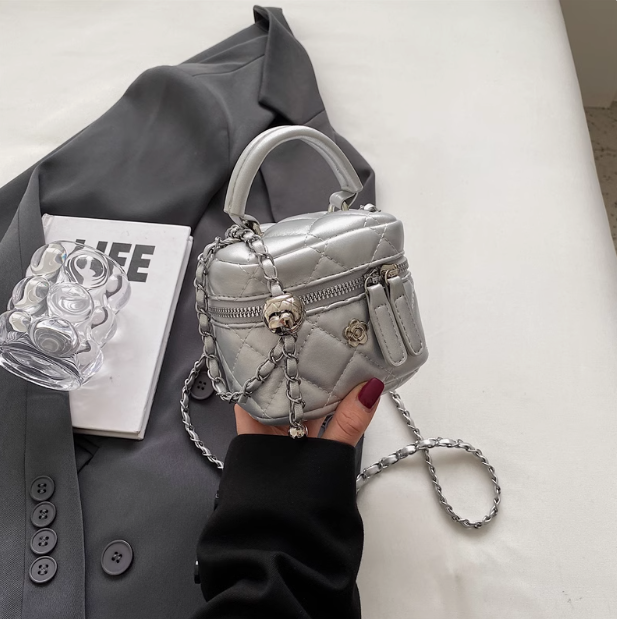 Sac bandoulière mini chaîne brodé diamant, sac carré à bandoulière simple ED0854