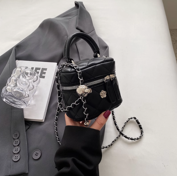 Sac bandoulière mini chaîne brodé diamant, sac carré à bandoulière simple ED0854