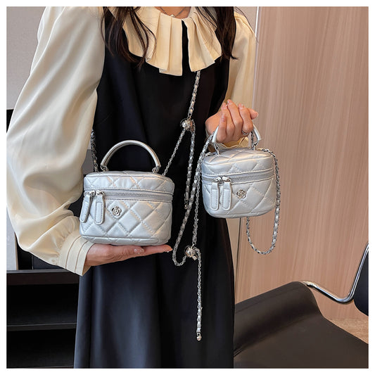 Sac bandoulière mini chaîne brodé diamant, sac carré à bandoulière simple ED0854