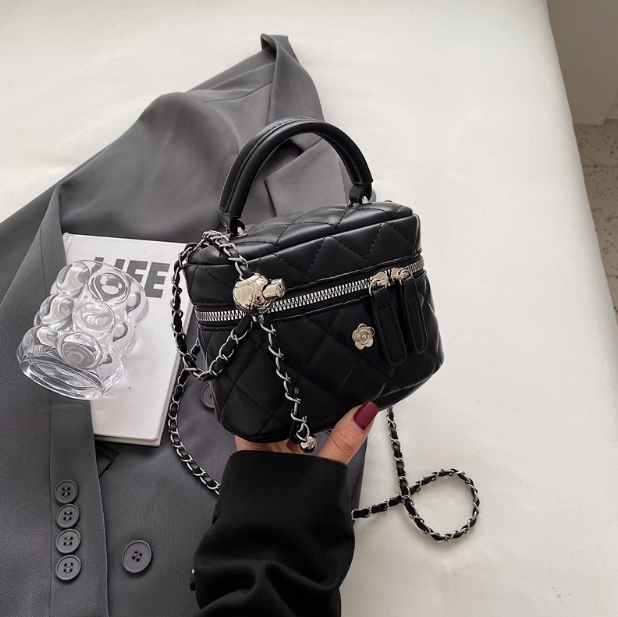 Sac bandoulière mini chaîne brodé diamant, sac carré à bandoulière simple ED0854