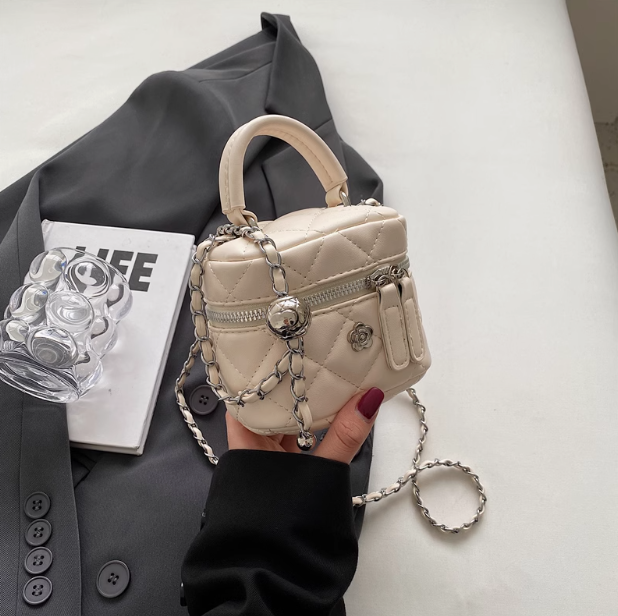 Sac bandoulière mini chaîne brodé diamant, sac carré à bandoulière simple ED0854