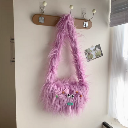 Hässliche Plüsch-Umhängetasche, süße Schultertasche, Knödeltasche, ED0863