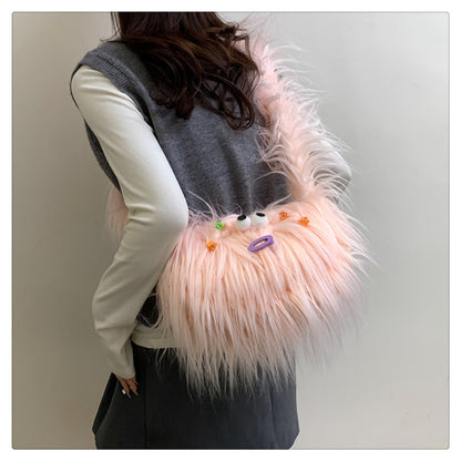Hässliche Plüsch-Umhängetasche, süße Schultertasche, Knödeltasche, ED0863