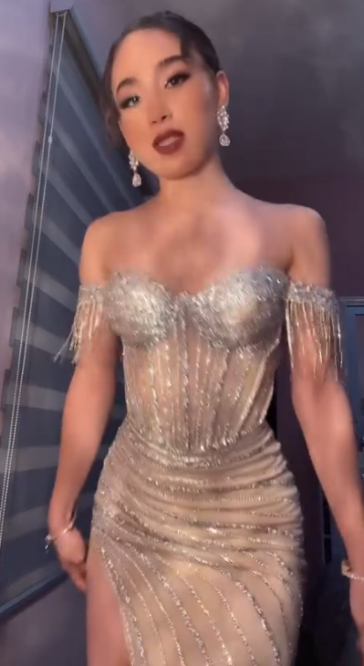 Elegant Off-shoulder Sheath Tulle Long Evening Dress Champagne Prom Dress ED08654