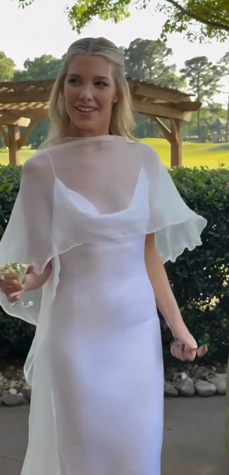 Chic Spaghetti Straps Sheath Wedding Dress Satin Bridal Dress White Bridal Gown ED08666