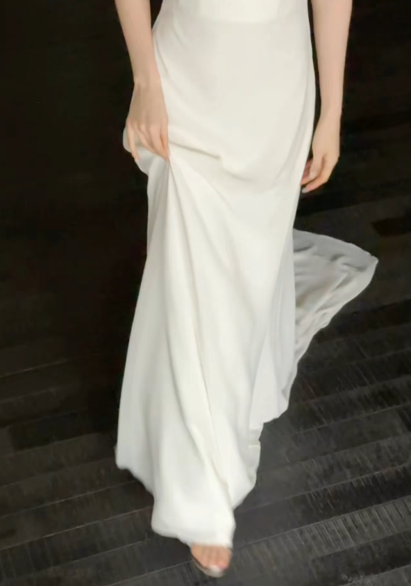 Chic Strapless Sheath Wedding Dress Chiffon Bridal Dress White Bridal Gown ED08675