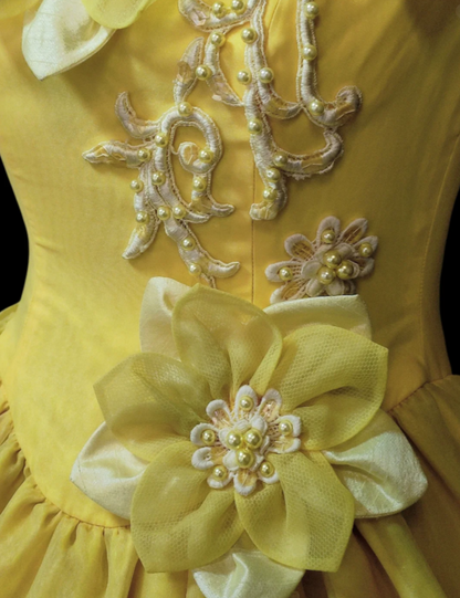 Fairy Off-shoulder Ball Gown Quinceanera Dress Tulle Applique Long Prom Dress Yellow Sweet 16 Dress ED08678