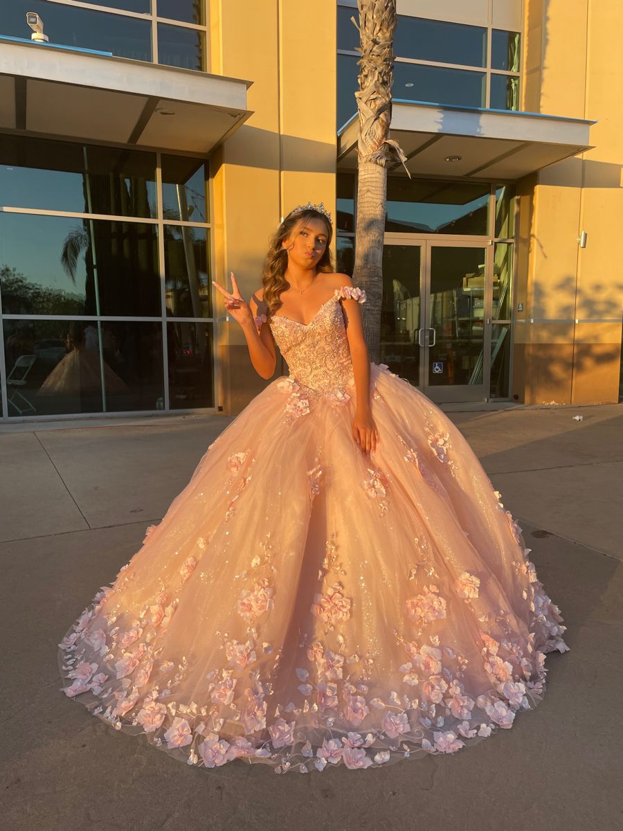 Fairy Off-shoulder Ball Gown Quinceanera Dress Tulle Applique Long Prom Dress Pink Sweet 16 Dress ED08679