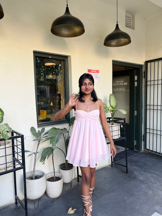 Robe moulante sexy rose pour bal de promo avec bretelles, en mousseline de soie, pour les vacances d'été, robe de soirée sans manches ED08694