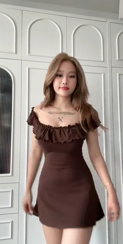 Robe de bal marron mode, bustier fourreau mousseline, robe d'été de vacances sans manches, robe de soirée ED08704