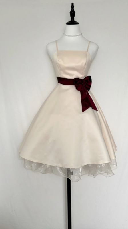 Fashion Ivory Homecoming Dress Straps A-Line Chiffon Summer Vacation Dress Sleeveless  Party Dress ED08708
