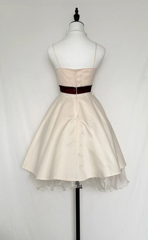 Fashion Ivory Homecoming Dress Straps A-Line Chiffon Summer Vacation Dress Sleeveless  Party Dress ED08708