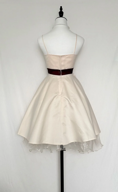Fashion Ivory Homecoming Dress Straps A-Line Chiffon Summer Vacation Dress Sleeveless  Party Dress ED08708