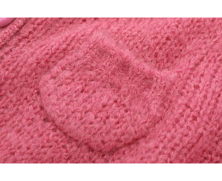 Rosafarbene Strickjacke mit Rundhalsausschnitt und Knöpfen, bunt, ED0870