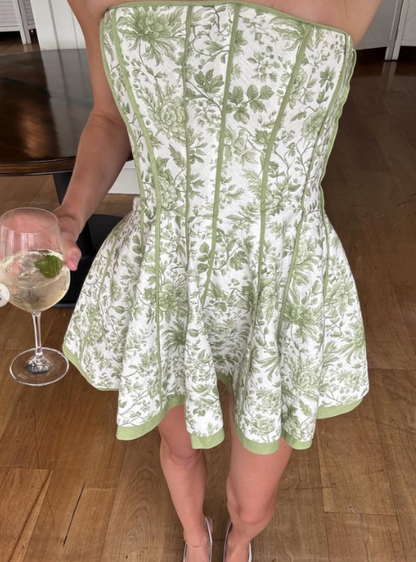 Fashion Green Homecoming Dress Strapless A-Line Satin Summer Vacation Dress Sleeveless Party Dress ED08710