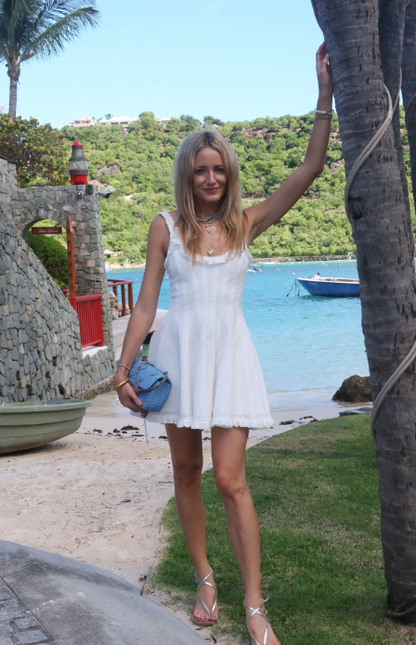 Fashion White Homecoming Dress Straps A-Line Summer Vacation Dress Sleeveless Party Dress ED08711