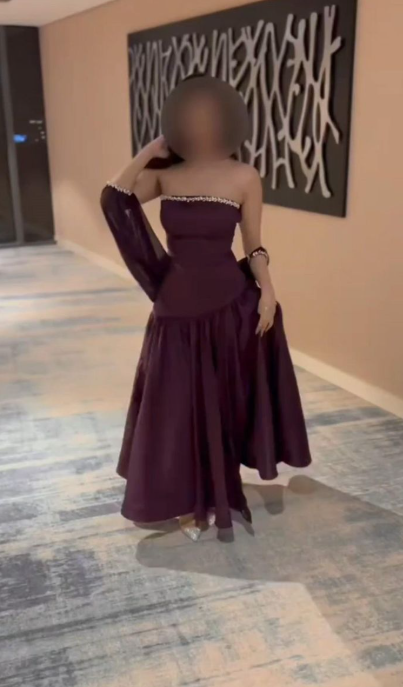 Elegantes dunkelviolettes Ballkleid, trägerlos, A-Linie, Chiffon, langes Abendkleid ED08727