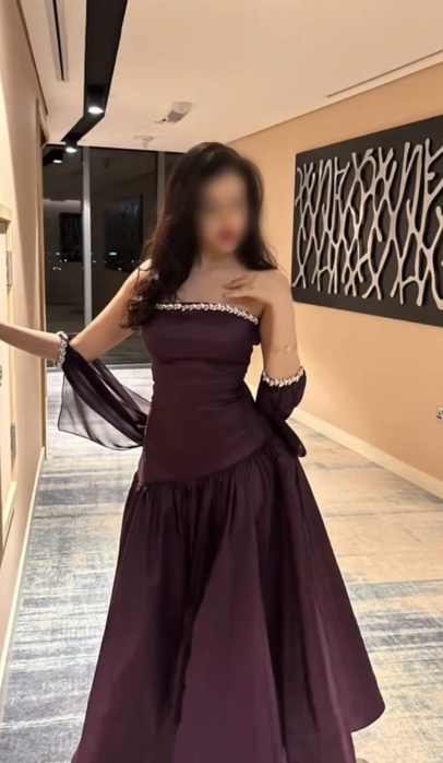 Elegantes dunkelviolettes Ballkleid, trägerlos, A-Linie, Chiffon, langes Abendkleid ED08727
