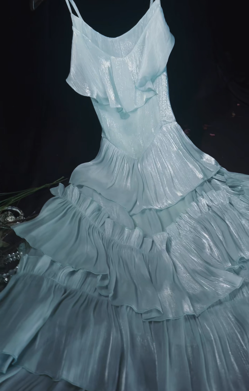 Robe de bal chic bleue, bustier licou, fourreau en mousseline de soie, robe de soirée longue ED08733