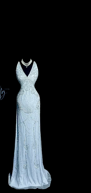 Chic V-Neck Sheath Chiffon Long Evening Dress Blue Prom Dress ED08738