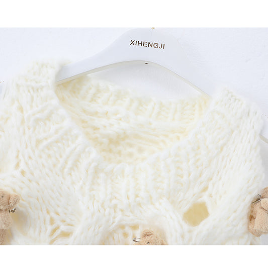 Koreanischen stil bär dicke nadel twist langarm pullover ED0873