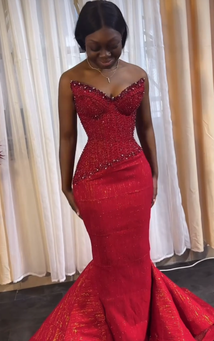 Sexy Sweetheart Mermaid Satin Long Evening Dress Burgundy Prom Dress ED08740