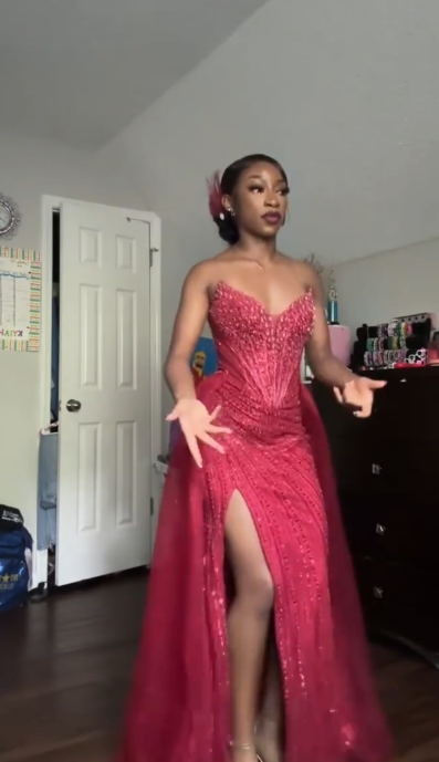 Sexy Sweetheart Sheath Tulle Beaded Long Evening Dress Hot Pink Prom Dress ED08741