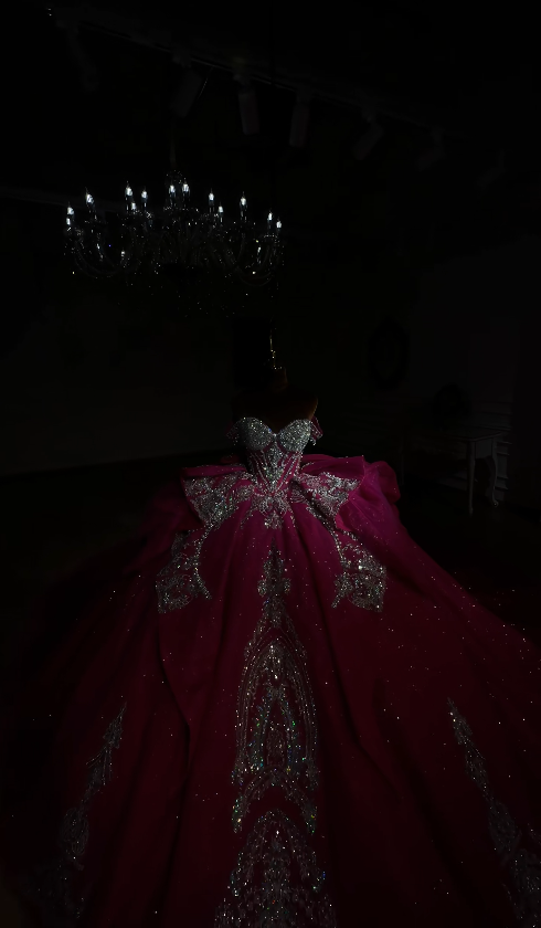 Robe de bal rose fée pour Sweet 16, épaules dénudées, robe de quinceañera, robe d'anniversaire en tulle ED08750