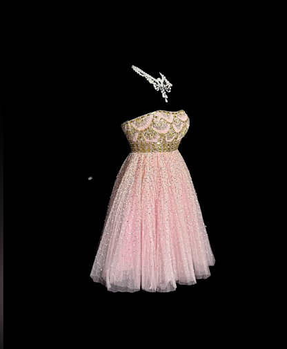 Gorgeous Pink Hoco Dress Strapless Birthday Dress Tulle Sheath Graduation Party Dress ED08754