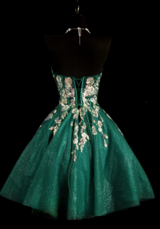 Gorgeous Dark Green Hoco Dress Strapless Birthday Dress Tulle  A-Line Graduation Party Dress ED08756