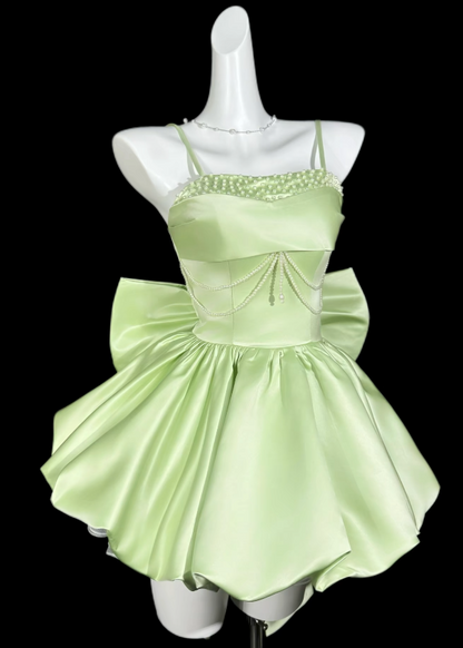 Robe de soirée verte sexy en satin ligne A pour anniversaire ou remise de diplôme, avec bretelles fines, robe de cocktail ED08786