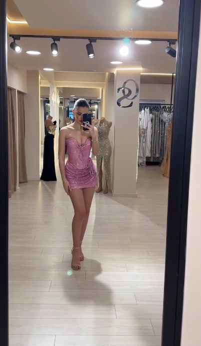 Sexy Pink Birthday Dress Chiffon Sheath Graduation Party Dress Sweetheart Hoco Dress ED08787